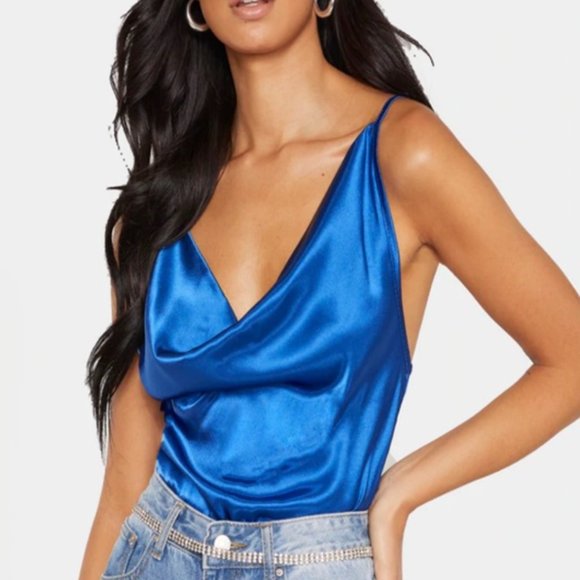 satin cowl neck crop top